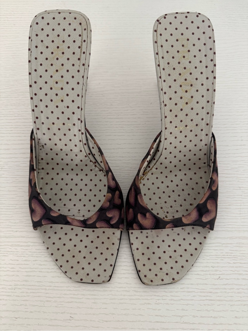 Prada Archival SS 2000 Hearts Open Toe Sandals Heels Authentic Vintage Y2K Shoes
